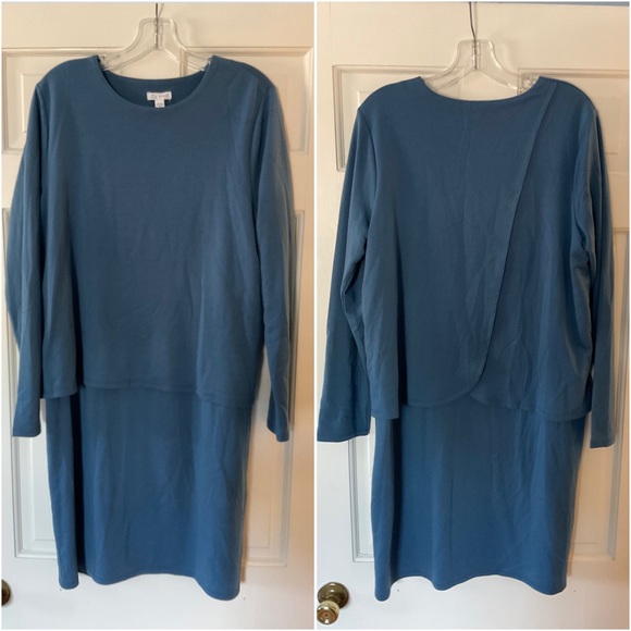J. Jill Dresses J Jill Pure Jill Luxe Tencel Layered Dress Blue